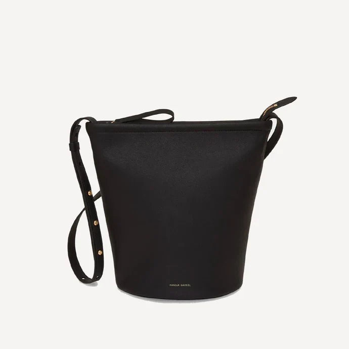 Black Leather Bucket Bag