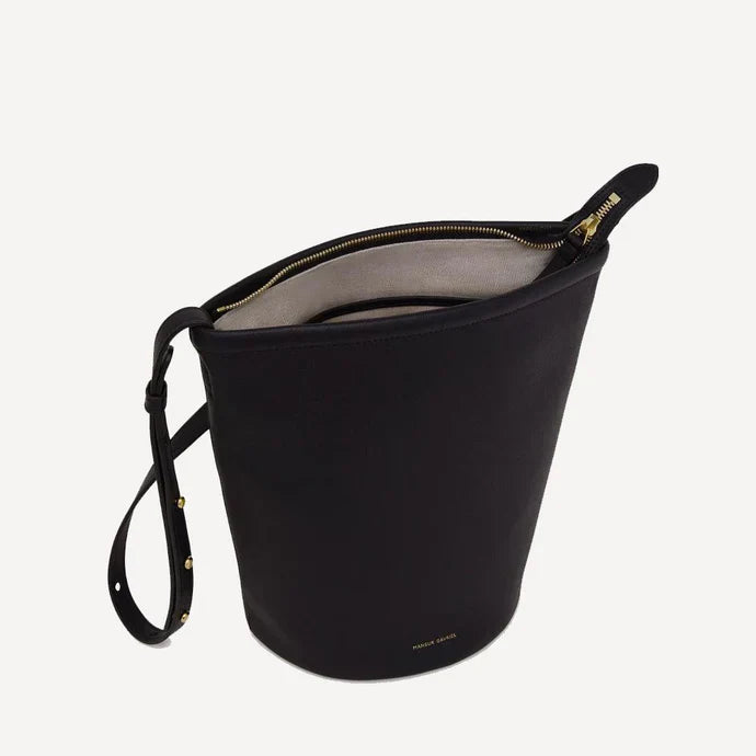 Black Leather Bucket Bag