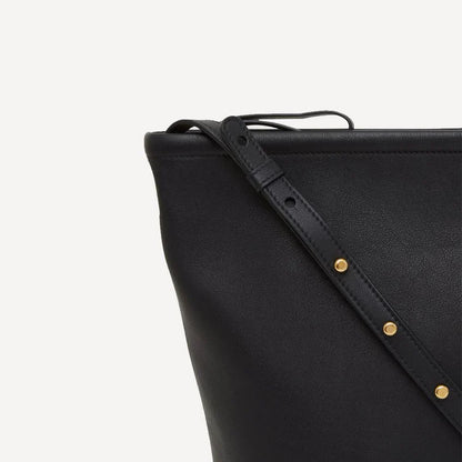 Black Leather Bucket Bag