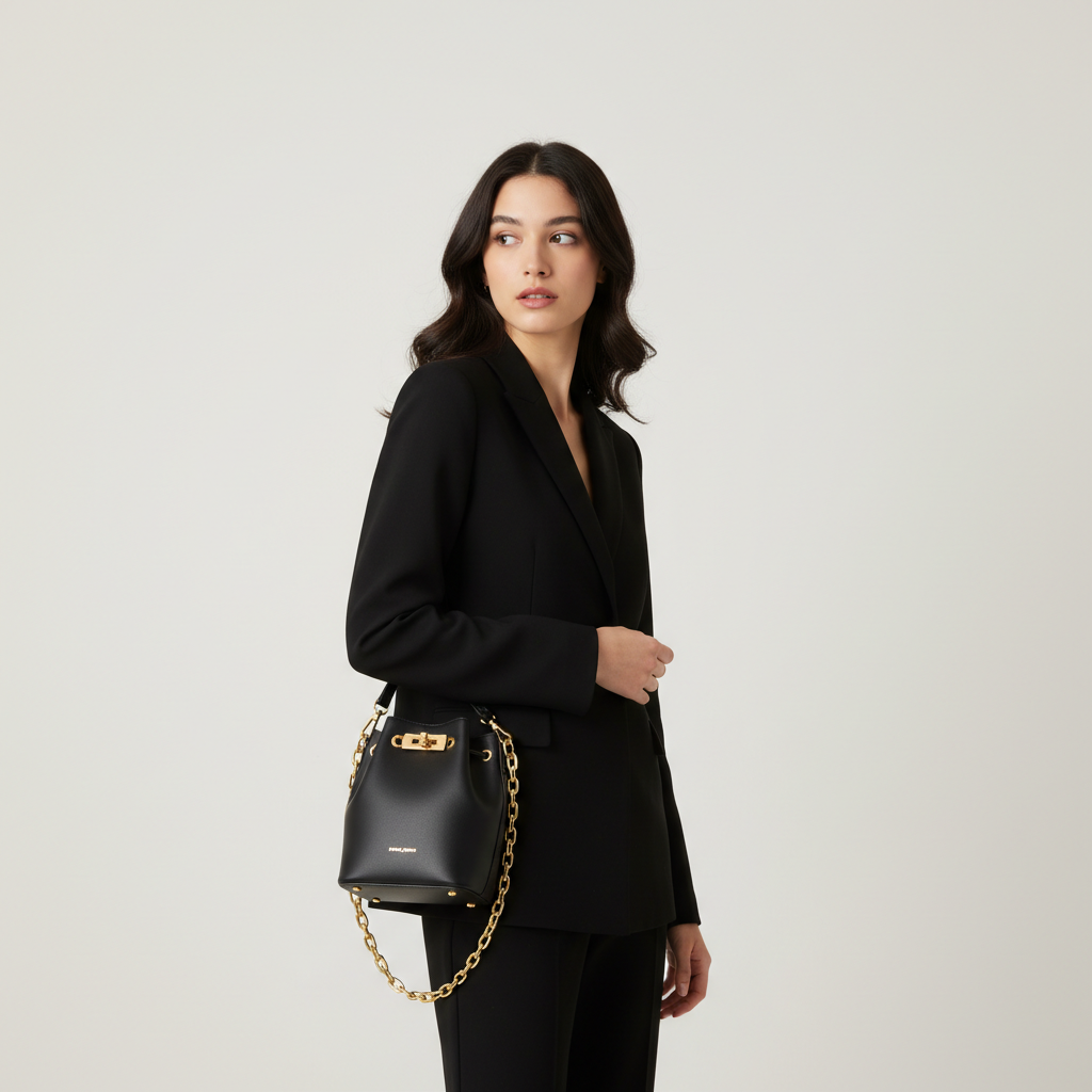 Noir Luxe Bucket Bag